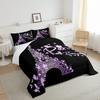 Black Purple Bedding Set Paris Eiffel Tower Print Cozy Duvet Cover Set King Queen Twin Single Size Birthday Gift Bedroom Decor
