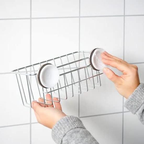 IKEA Corner Shelf Unit with Suction Zinc Plated KROKFJORDEN Cups, (004.540.05)