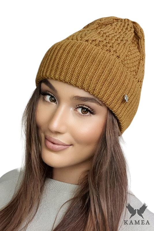 Sappho Women' Set Hat with Snood Mustard Color