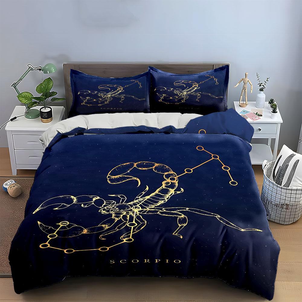 Scorpio Constellation Bedding Set Bedding Duvet Cover Set Duvet Cover Pillowcases  (1 * Duvet Cover 2 * Pillowcases, Without Duvet Insert)
