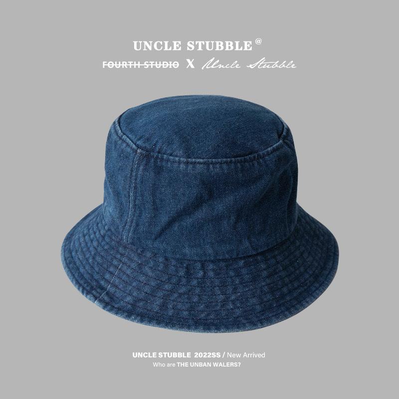 Autumn and Winter Denim Hat Women's Versatile Bucket Hat Big Head Circumference Showing Face Small Bucket Hat Retro Washing Basin Hat