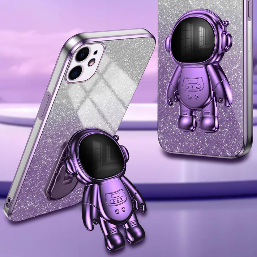 For iPhone 12 mini Case Anti-drop Astronaut Kickstand Cell Phone Shell PC+TPU Cover