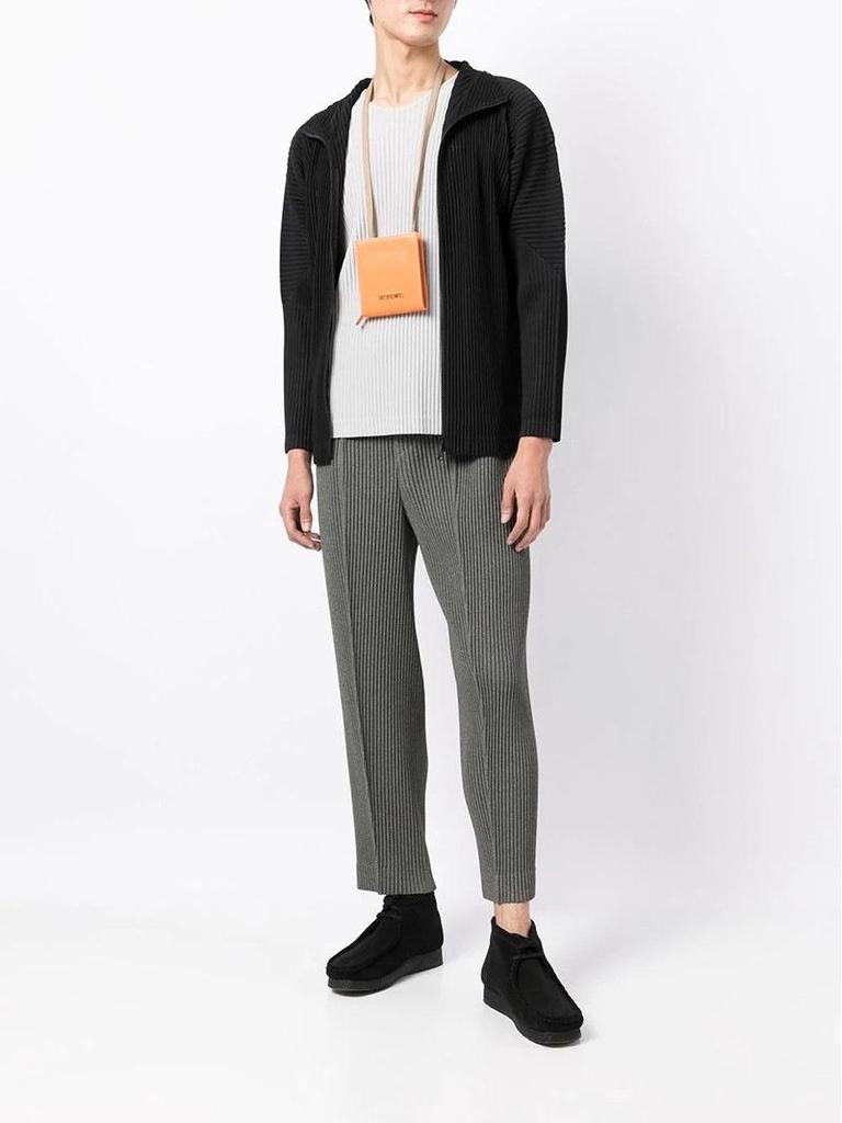 Japan Miyake Style Pleated JL140 High Neck Loose Casual Zipper Long Sleeve Jacket