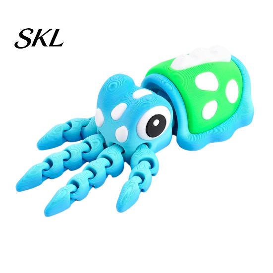 Colorful Desktop Figurine 3D Printed Animal Figures, Articulated Flexible Squid Model Sensory Stress Relief Fidget Toy Toy, Collectible Ocean