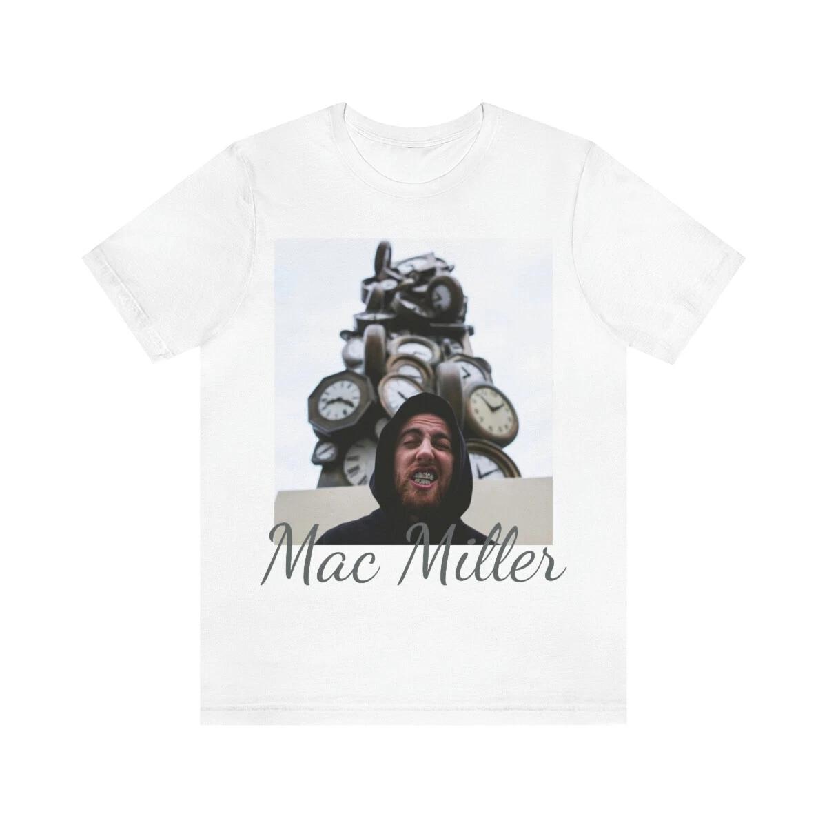

Mac Miller Short Sleeve Tee Shirt Hip Hop T-shirt Faces Merch Self Care Circles S