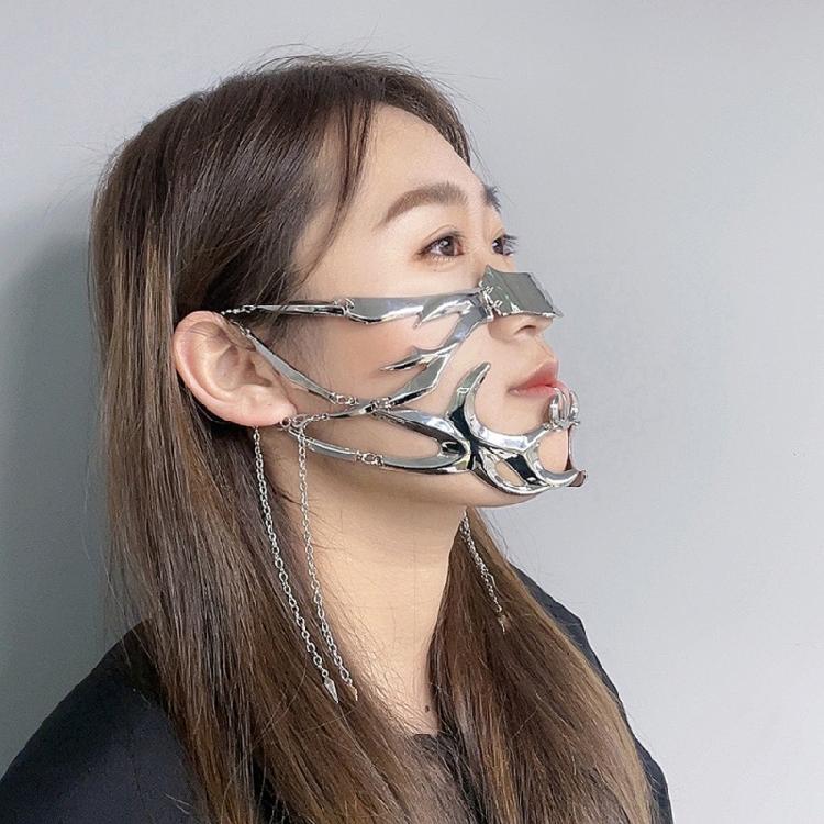 Metal Luxury Mask For Women Men Silver Color Party Face Chain Gothic Jewelry