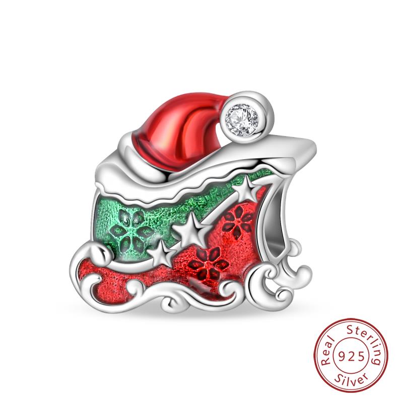 Original Copper Charms Beads Winter Snowflake Snowman Igloo Penguin Pendant Fit Bracelet Women Jewelry Gift