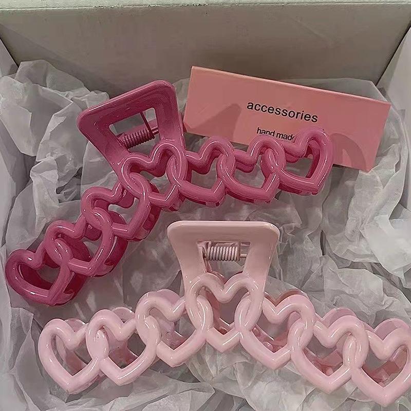 Hule Geometriske Hjerte Hårklemmer Bakhodet Hai-klemme Kvinner Jente Hodeplagg Hårspenne Tilbehør