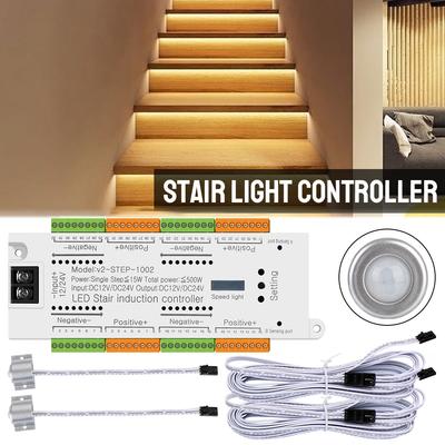 Automatisches Indoor DC 12V 24V Für Treppen Flexibles Band Treppenlicht Controller-Kit 32 Kanäle LED Bewegungssensor