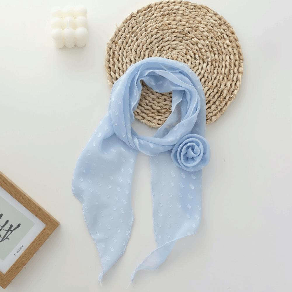 

Detachable Design Chiffon Scarf Rose Decor Neck Scarf Fashion Long Scarf Summer Season