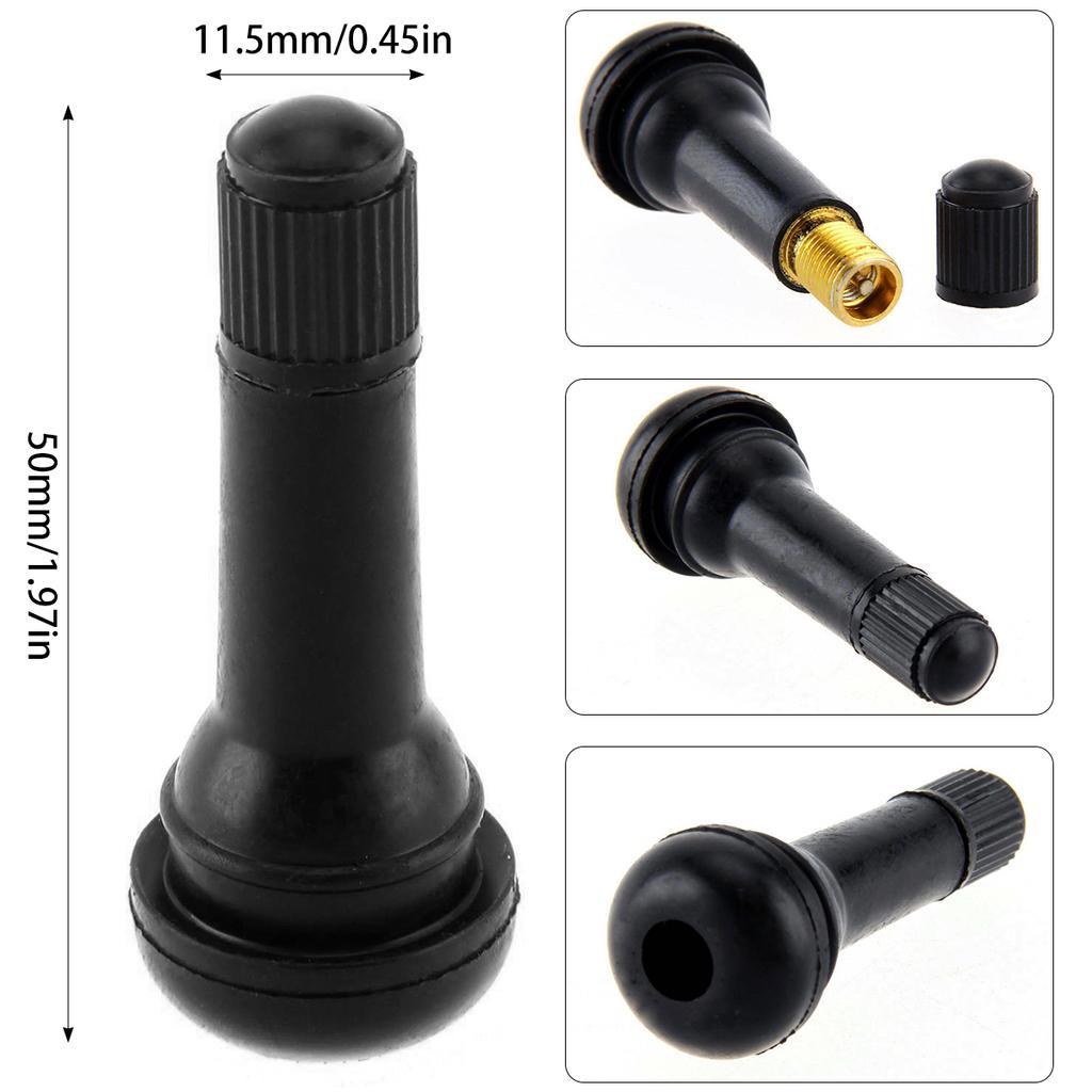 100Pcs TR414 Tubeless Rubber Car Wheel Tyre Valve with Metal Valve Puller Tool Durable Premium Tubeless Tire Valve Stem Rubber
