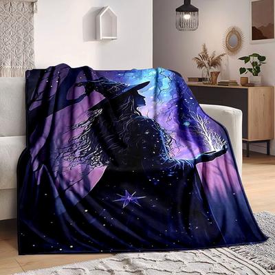 1pc Witchcraft Fantasy Print Blanket   Lightweight Flannel Throw Blanket For Sofa, Bed, Living Room, Office, Outdoor Travel, Camping