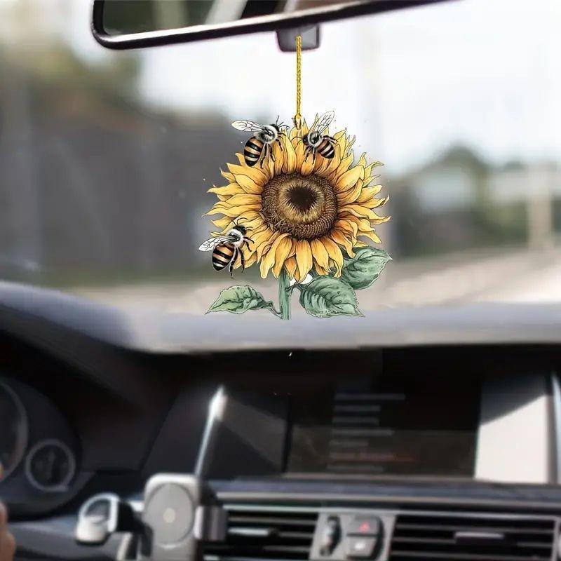 

Retro Delightful Sunflower Acrylic Car Pendant For Charming Interior Decoration