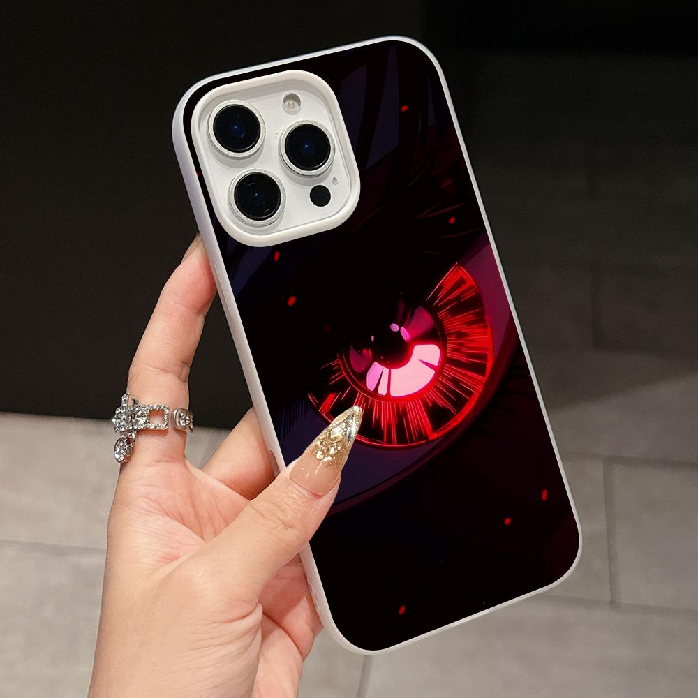 Anime Eyes Phone Case for iPhone 17 16 15 14 13 12 11 Air Pro Max Plus Jelly Double Layer White Cover