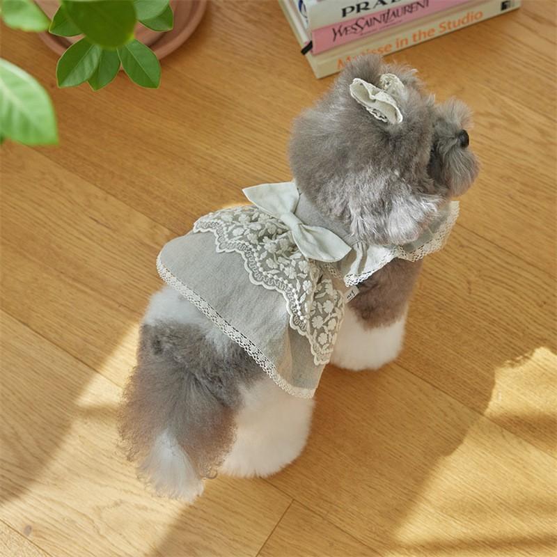 Pet Dog Cat Clothes Cotton Lace Dress Maltese Small Dogs