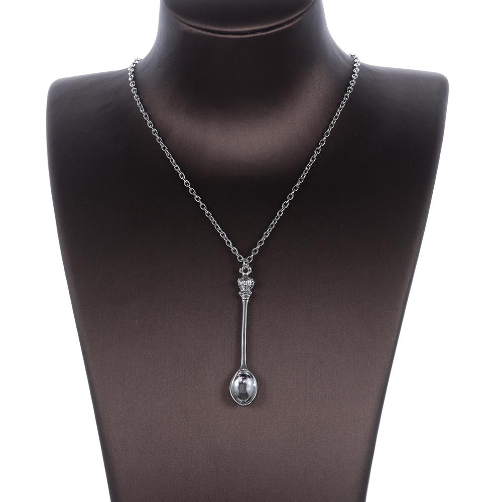 Jewelry Mini Charm Necklace Vintage Crown Spoon Pendant