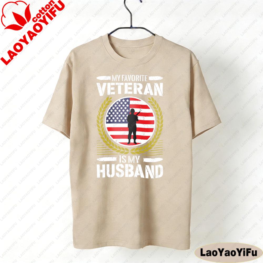 

My Favorite Veteran Is My Husband Women T Shirt Military Family Tops Fashion Tees Streetwear Oneck Graphic Tshirt 4XL