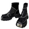 Knöchel Plateau Damen Schneestiefel Luxus Eckige Zehenpartie Mittelhohe Absätze Leder Plüschschuhe Winter 2025 Trend Designer Neu Goth Botas Mujer