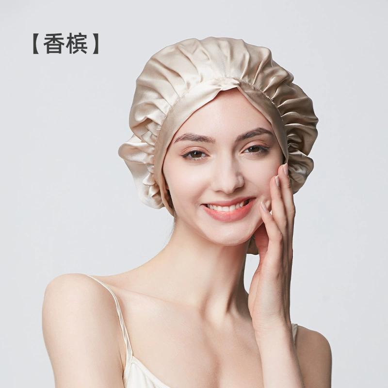 100% Mulberry Silk Hood Sleeping Cap Women's Night Hat 19 Momme with Adjustable Ribbon Hair Care