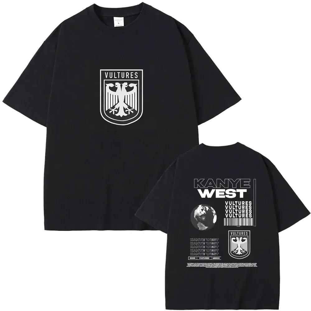 Rapper Kanye West Vultures New Music Album Graphic T Shirts Unisex Wounisex Hip Hop Fashion Oversized Tshirts Malecotton Tshirt Black