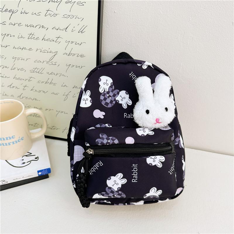 Cute Rabbit Printed Canvas Backpack For Kids With Lightweight Design For School Use