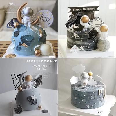 Décoration de gâteau Astronaute Décoration d'anniversaire Espace Extérieur Garçon Décoration de gâteau Astronaute Planète Ornements Lune