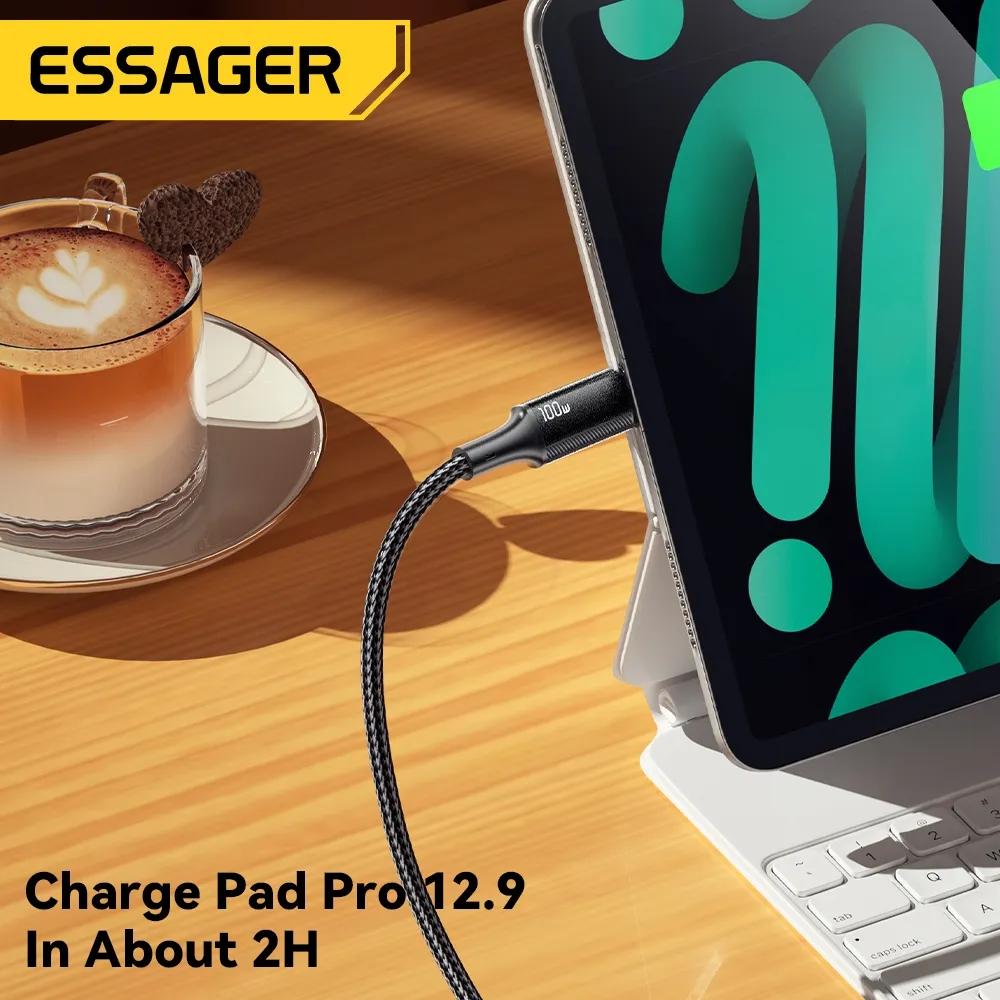 Essager Cabo Tipo C para Tipo C 100W PD Carregamento Rápido USB C para USB C Cabo Carregador C para C Fio Para MacBook iPad Xiaomi Realme POCO