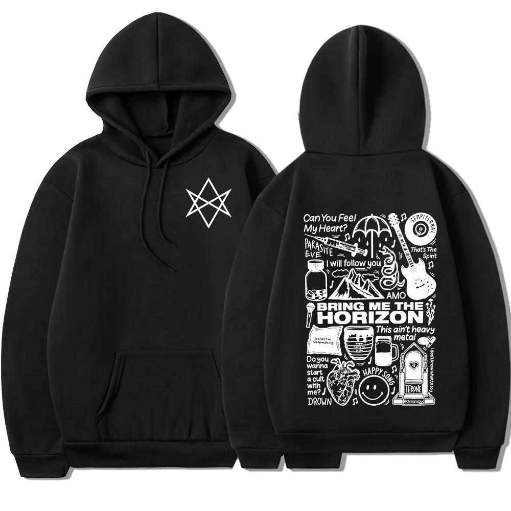 Bring Me the Horizon Hoodie BMTH Heavy Metal Rock Band Hoodie Men's Retro Long-sleeved Hoodie Y2k Short Sleeves Classic