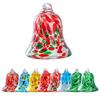 Glass Christmas Bell Ornament Hand Blown Glass Bell Colorful Bell Hanging Decoration for Xmas Tree Garden Patio Window