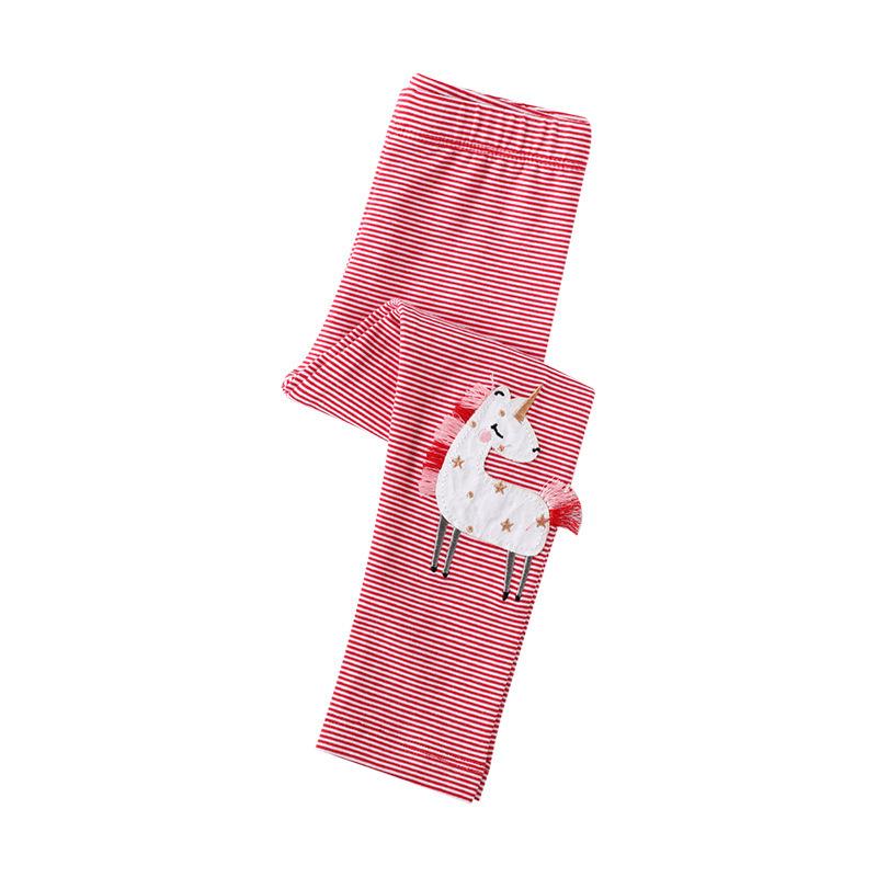 Girls' Cartoon Embroidered Leggings - Spring/Summer Style Thin Pants