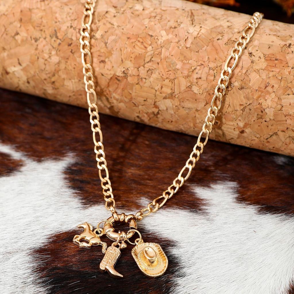 Accessories Boots Cowboy Hat Necklace, Personalized Versatile Hip Hop Horse Western Style Necklace