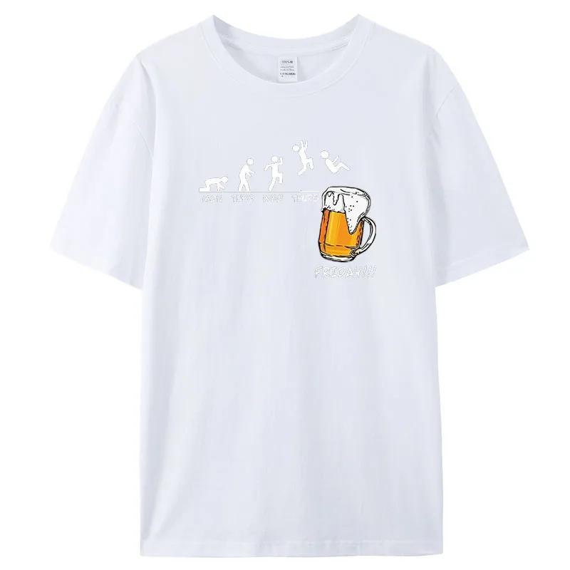 Friday Beer Print Men's Brand T-shirts Funny Graphic Hip Hop Summer Men Tshirts Streetwear Cotton Harajuku T-Shirt Short Sleeve