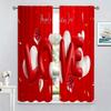 Set Of 2 Romantic Love Curtains Rose Red Heart Floral Hd Digital Print Semi Transparent Living Room Bedroom Curtain Polyester Machine Washable Ideal