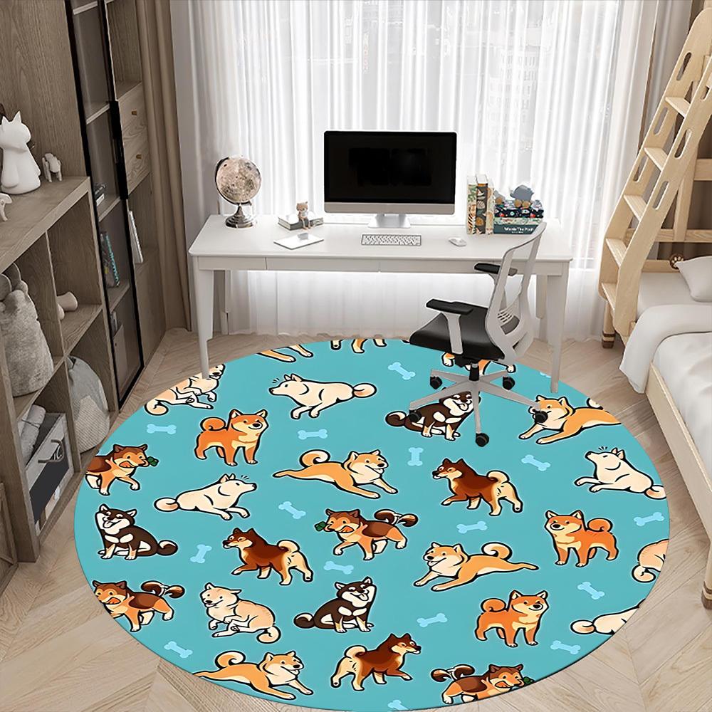 1PC Dogs Bones Cute Office Round Area Rug, Mat Suitable For Office, Under Office Chairs Bedroom Living Room Home Decor, Room Deco