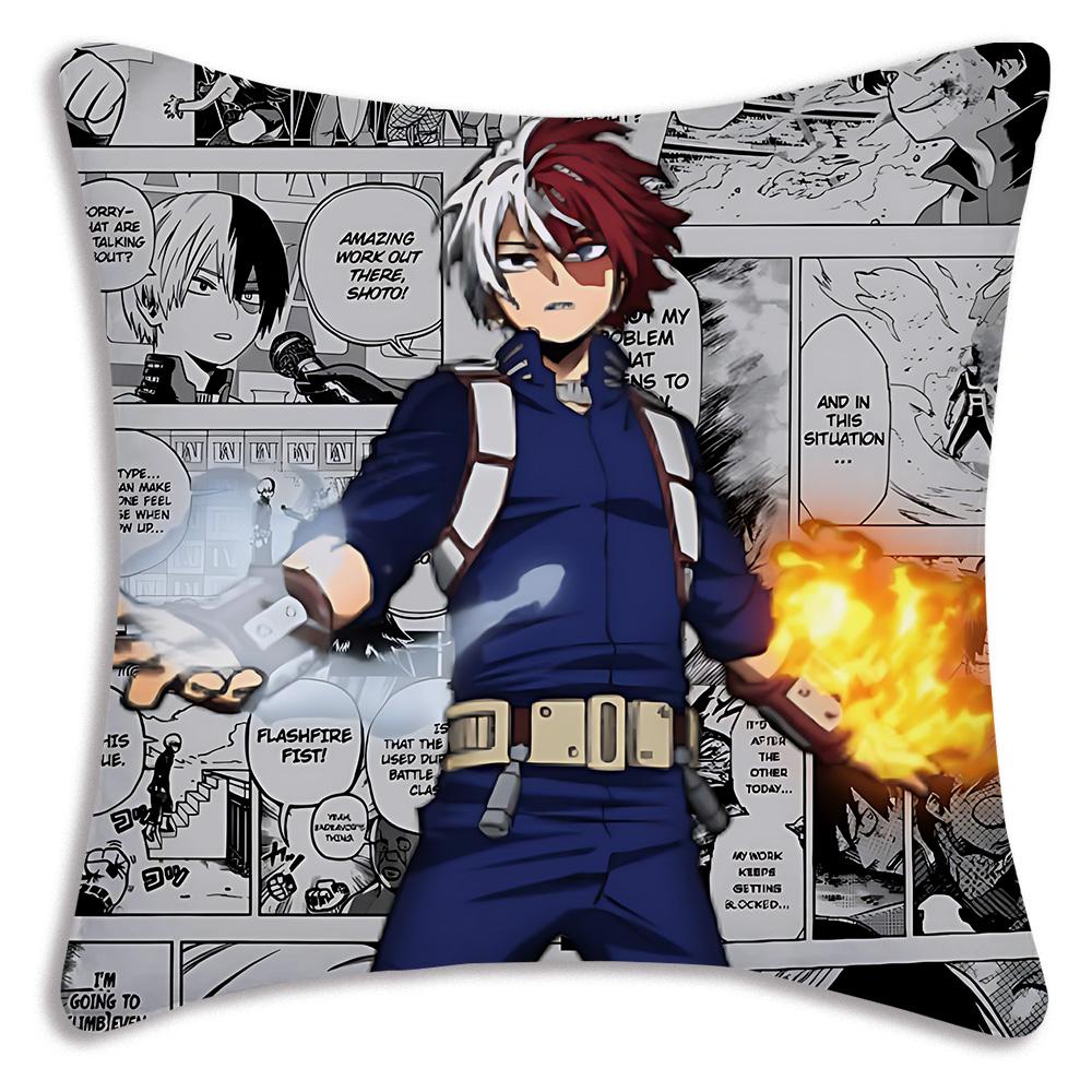 Anime My h-Hero Academias Pillow Covers Cartoon Sofa Decorative Home Double-sided Printing Short Plush Cute Cushion Cover
