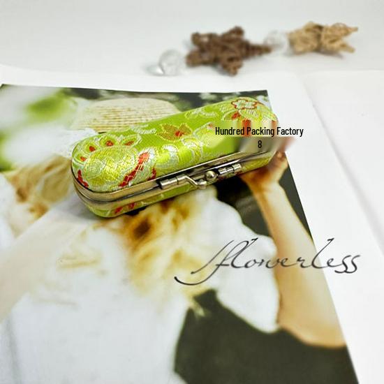 Vintage Brocade Embroidered Lipstick Case with Mirror