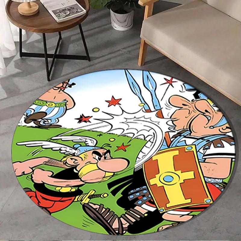 Asterix Friends Round Rug for Livingroom,Bedroom, Palyroom, Chair Rug, Area rug, Circle Carpet, Large Size Fan Christmas gift