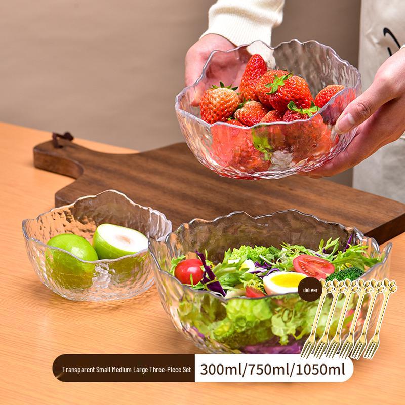 Flan Crystal Japanese Glass Bowl - Luxury Tableware for Snacks & Salads