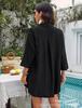 2025 New Style Women's Drawstring Bikini Cover-up Beach Dress Shirt