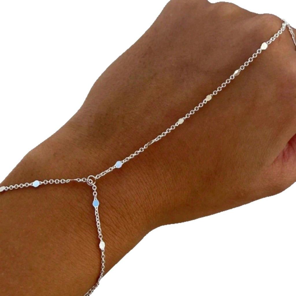 Gold CopperColor Bead Chain Bracelet For Women Trendy Ring Bracelet Hand Chain Finger Ring Slave Cuff Bracelet Mothers Day Gift