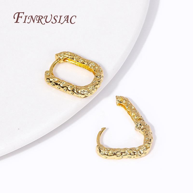 18K Real Gold Plated Women's Earrings Jewelry Accessories Fashion Brass Heart/U Loop Earrings Hoops Female