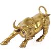 BeauNook Gold Brass Charging Stock Market Bull Ornament Animal Wall Street Bull OX Statue Feng Shui Sculpture Home Office Decor