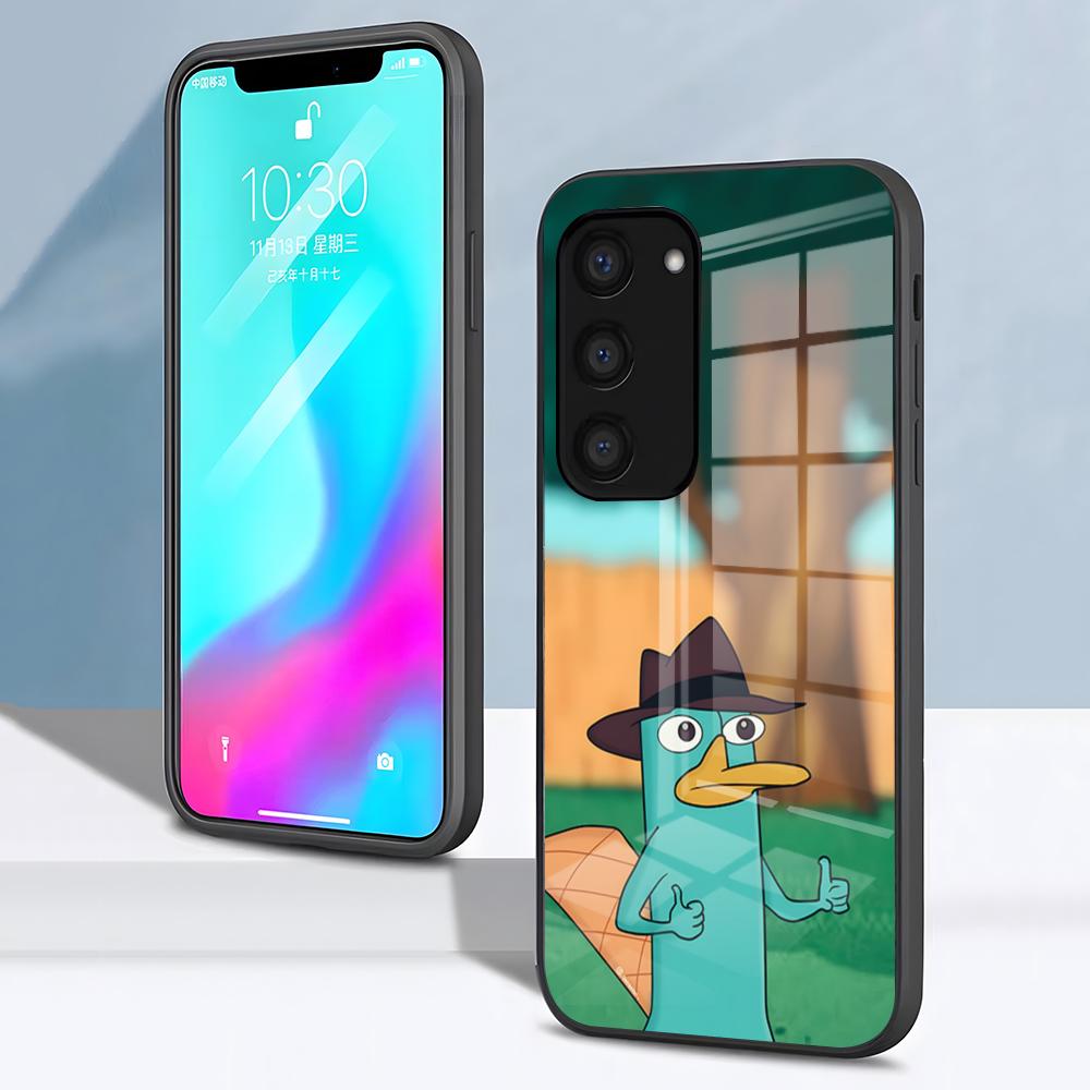 P-Perry The P-Platypus Phone Case For Samsung S26 S25 S24 FE S23 S22 S21 Plus S20 Ultra Note20Ultra Black Glass Cover