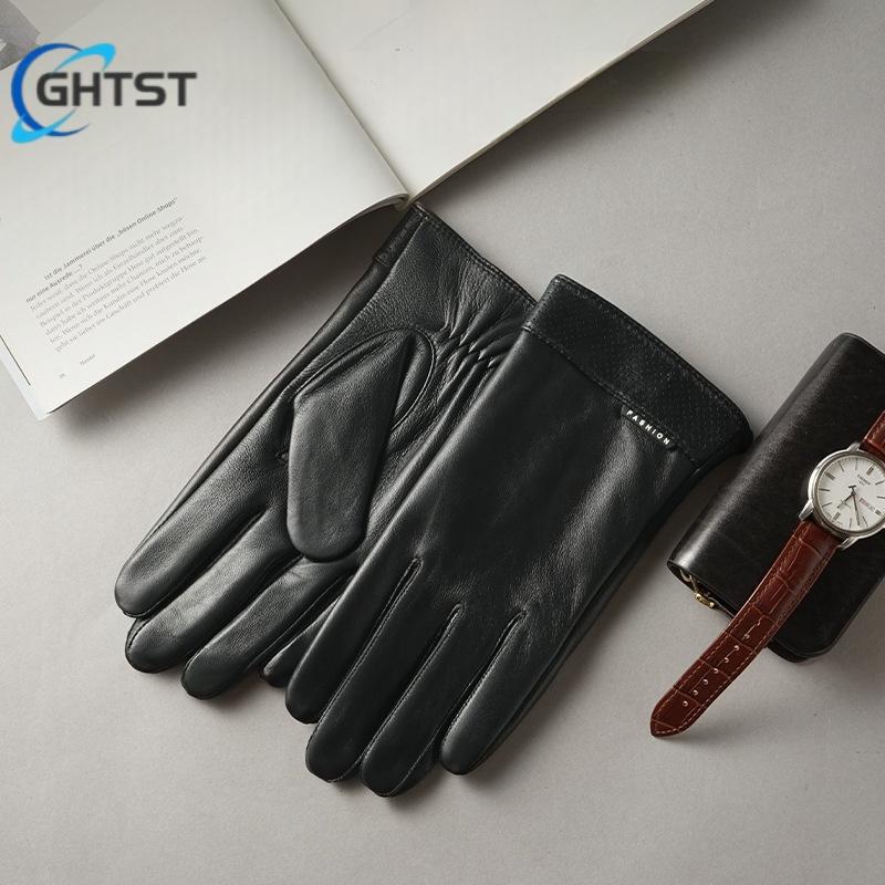 Men Genuine Spring Gloves Leather Gloves Touch Screen Black Real Sheepskin Thin Driving Gloves Business Brown Glove