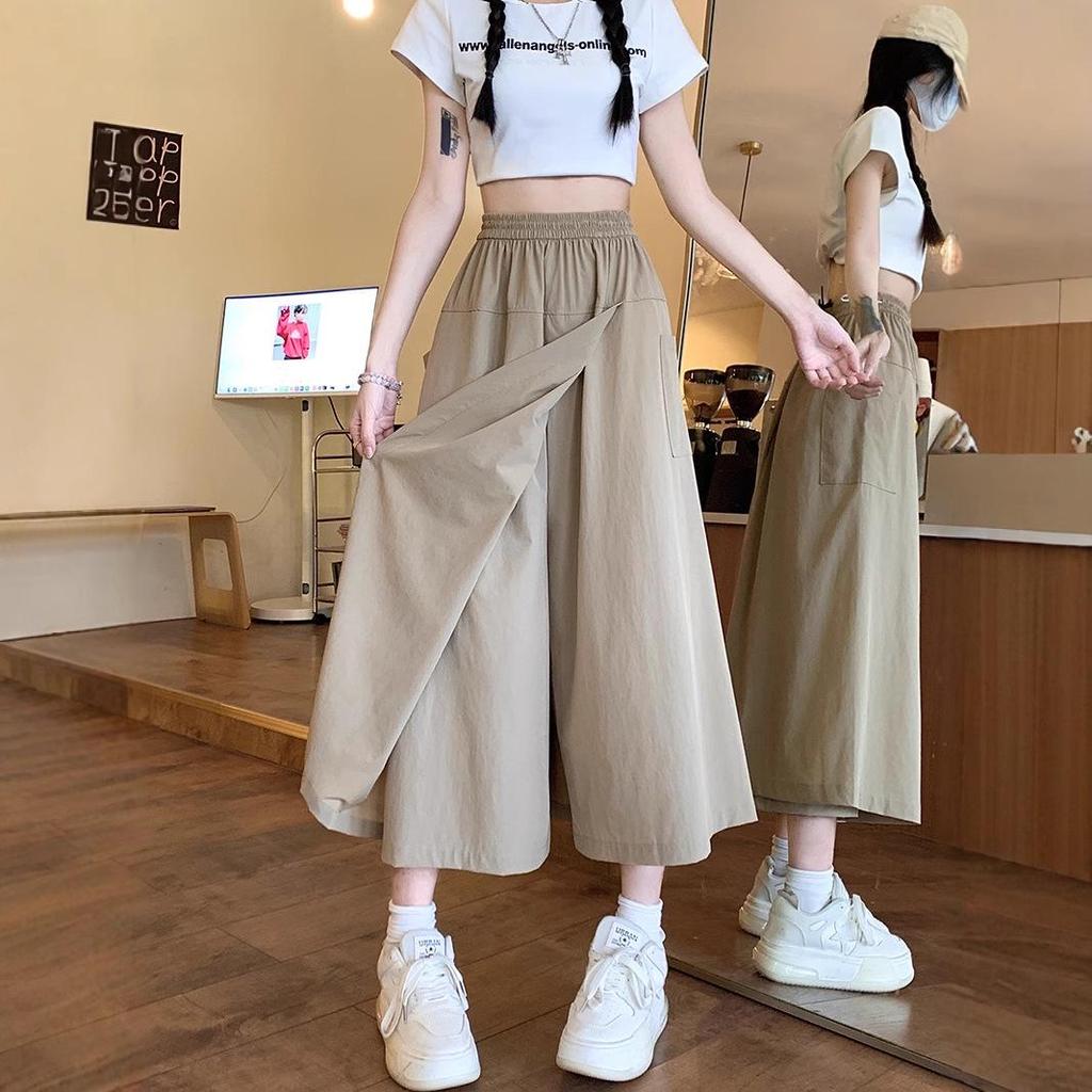 Summer High Waist A-Line Workwear Skort for Women – 2025 New Petite, Loose Slimming, Mid-Length Design