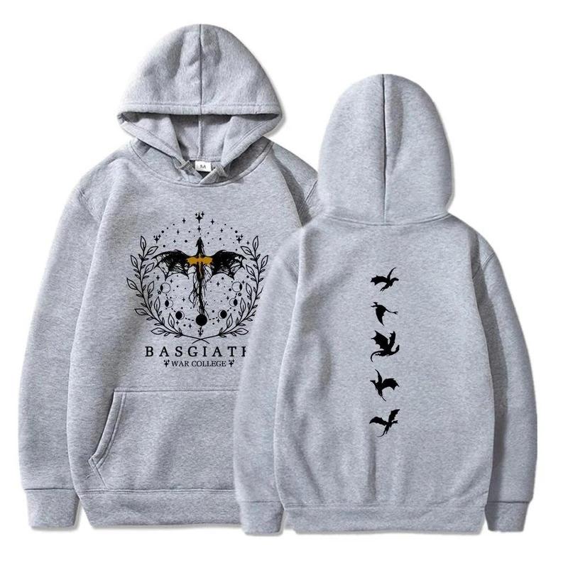 Vintage Fourth Wing Bedruckter Hoodie Damen Lässig Retro Mode Fleece Pullover Herbst Winter Gothic Langarm Sweatshirts