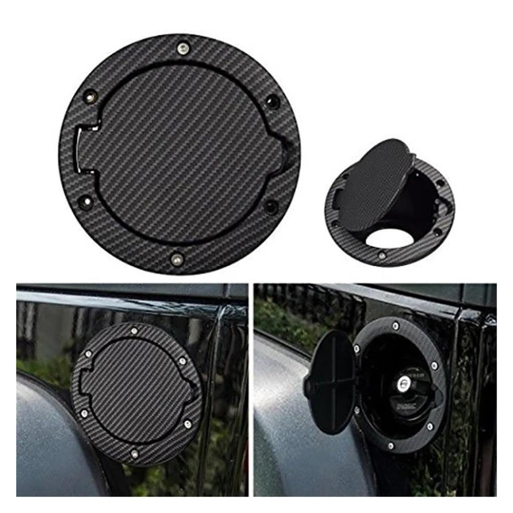 Kraftstofftankdeckel, Auto Kraftstofftank Tankdeckel Abdeckung Schwarz Kohlefaser Stahl