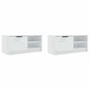 Meuble TV - MAISON EXCLUSIVE - 80 x 35 x 36,5 cm - Blanc brillant - Bois d'ingénierie - Grand rangement