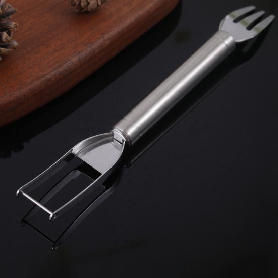 Watermelon Cutter Stainless Steel 2-in-1 Fruit Fork Cutting Tool Double Head Fruit Slicer Portable Watermelon Slicer Kitchen Fruit Cutter Machine