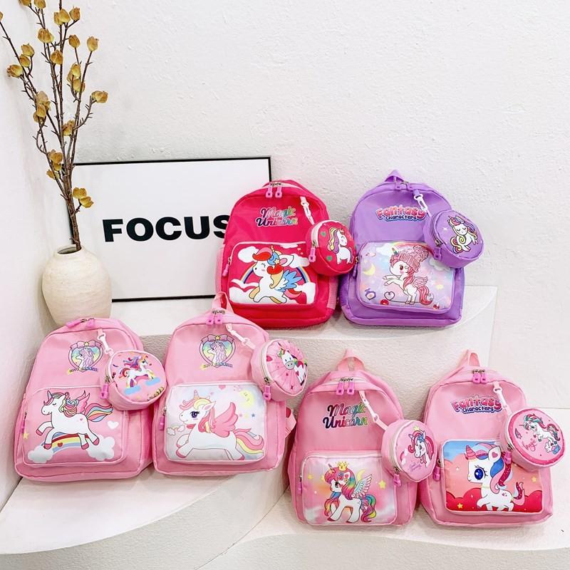 Cartoon Animal Unicorn Backpack Printed Nylon Versatile And Cute For Children